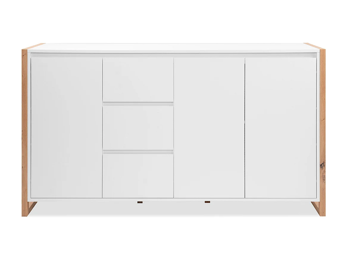 Credenza New Denver3 con 3 cassetti e 3 ante bianco e rovere 160x40x88H