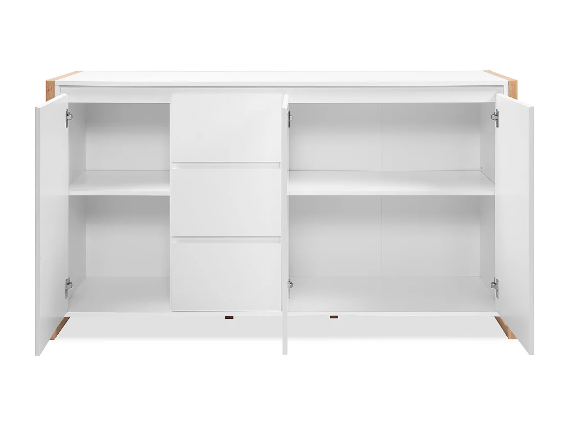 Credenza New Denver3 con 3 cassetti e 3 ante bianco e rovere 160x40x88H