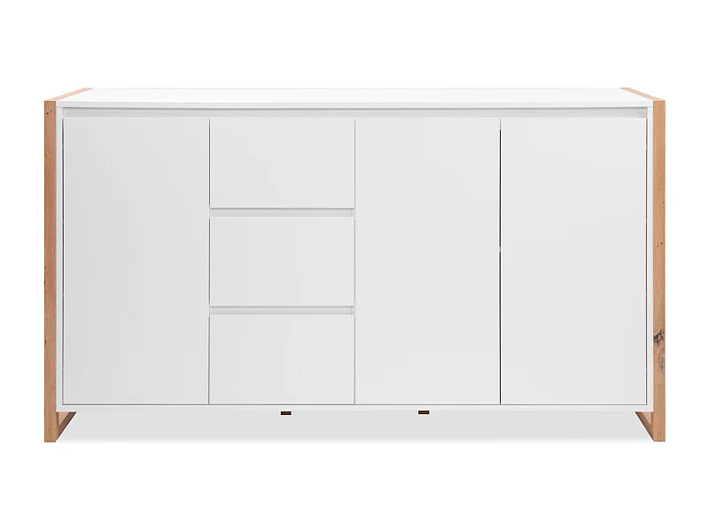 Credenza New Denver3 con 3 cassetti e 3 ante bianco e rovere 160x40x88H