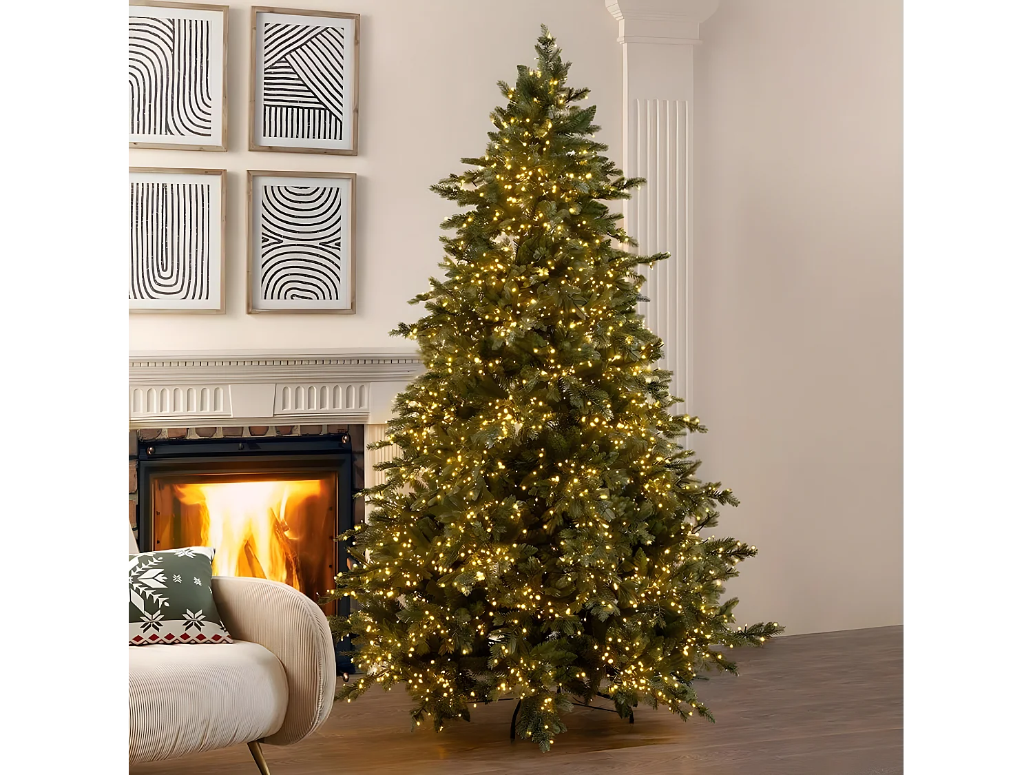 Kerstboom "Rugiada" met LED-verlichting in PE Real Touch-effect + PVC van de hoogste kwaliteit 150 cm