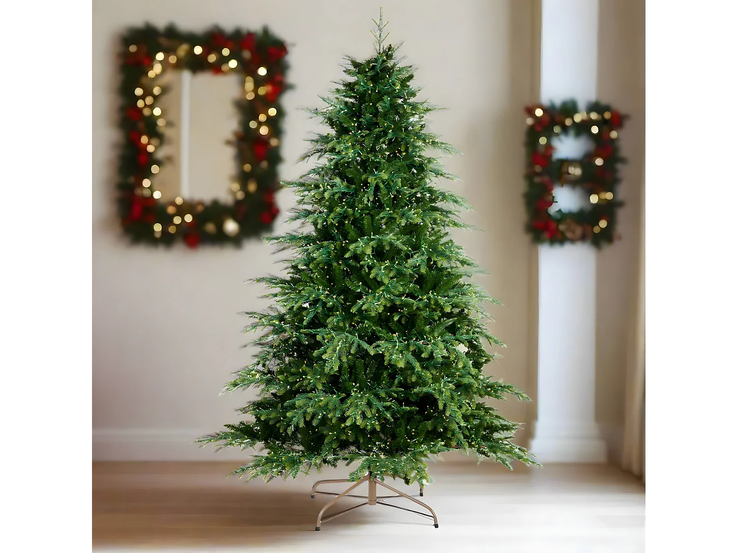 Kerstboom "Rugiada" met LED-verlichting in PE Real Touch-effect + PVC van de hoogste kwaliteit 150 cm