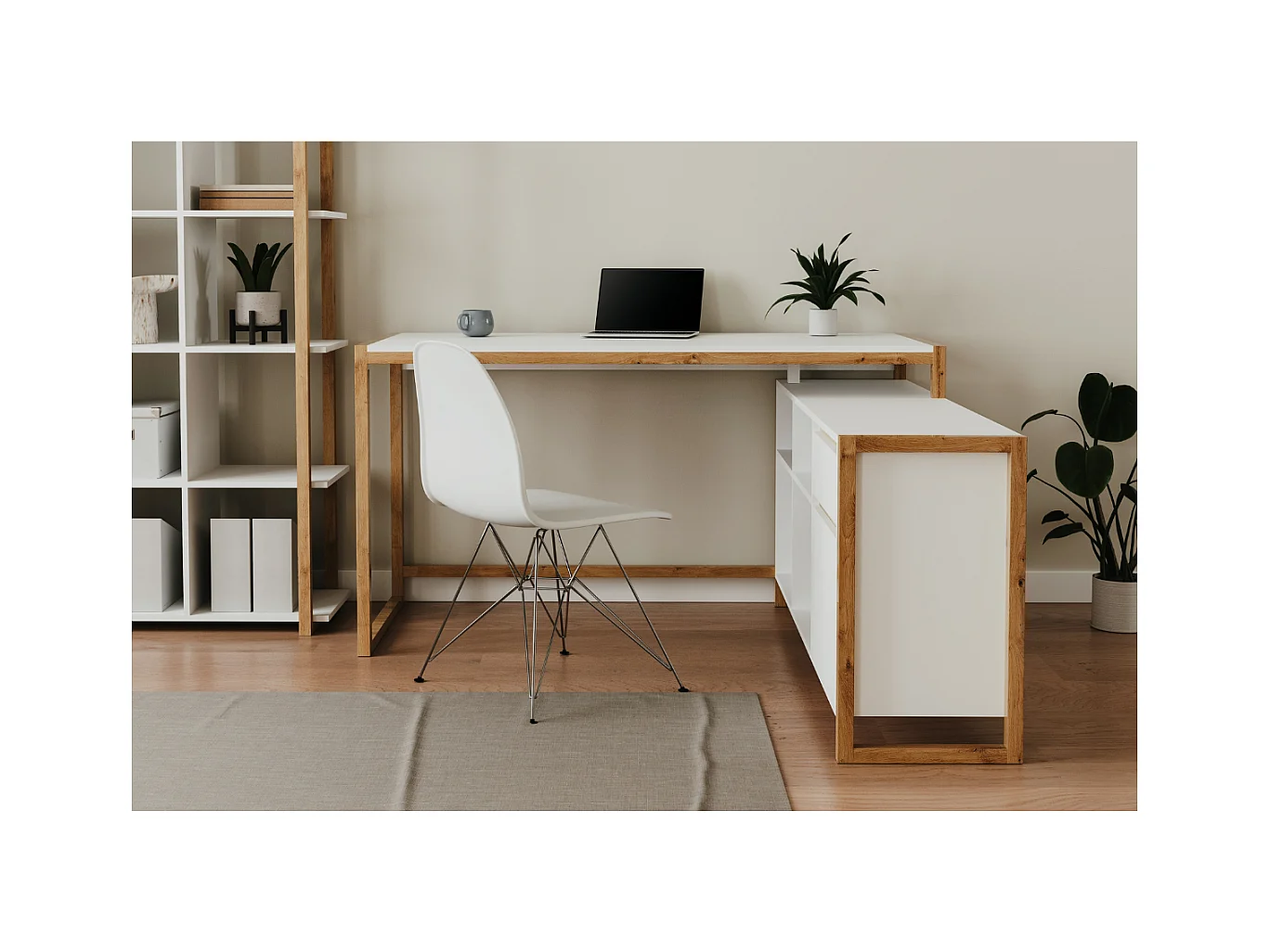 Bureau 4 vakken, 1 deur en 1 lade L139 cm - DENVER