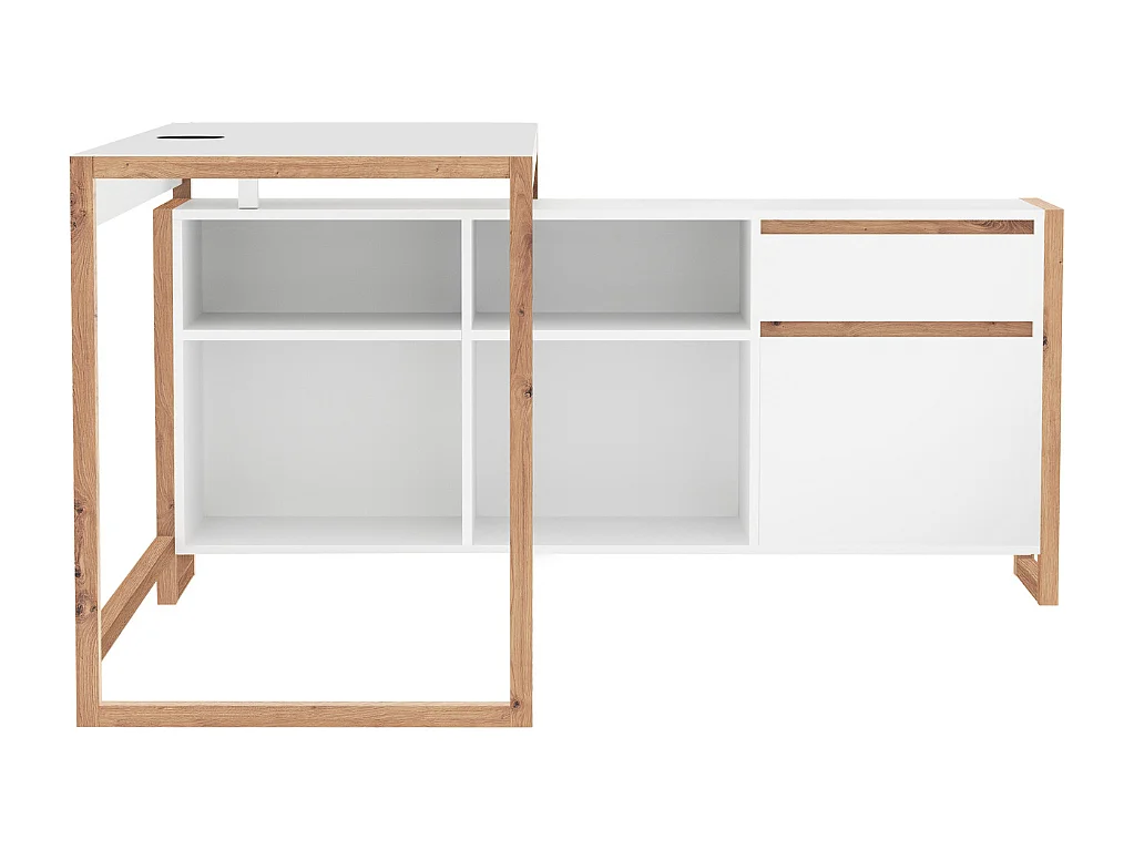 Scrivania angolare reversibile New Denver37A colore bianco e rovere