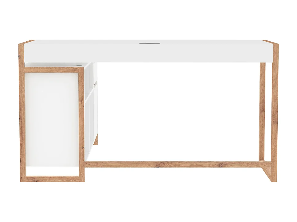 Scrivania angolare reversibile New Denver37A colore bianco e rovere