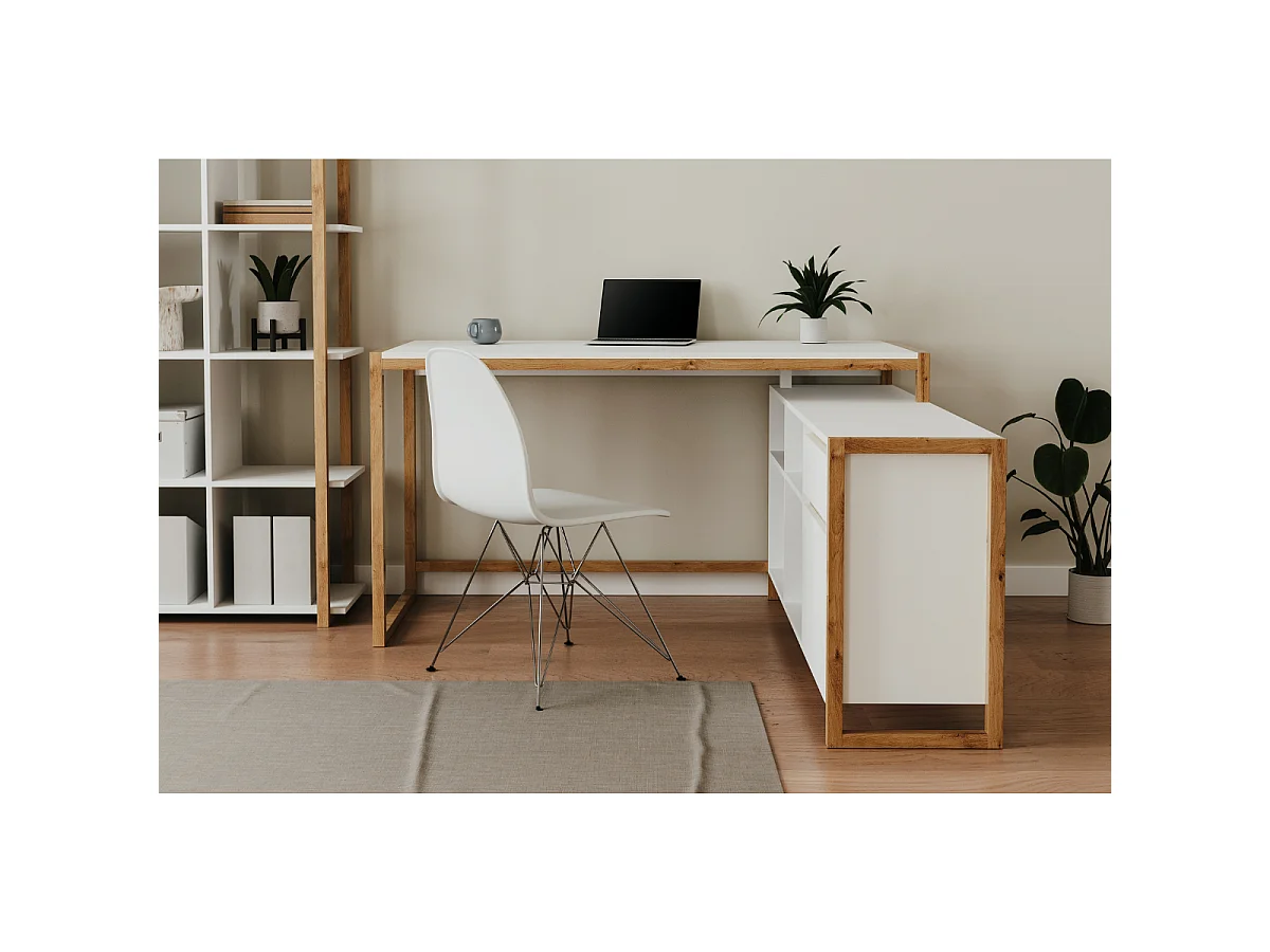 Bureau 4 niches, 1 porte et 1 tiroir L139 cm - DENVER