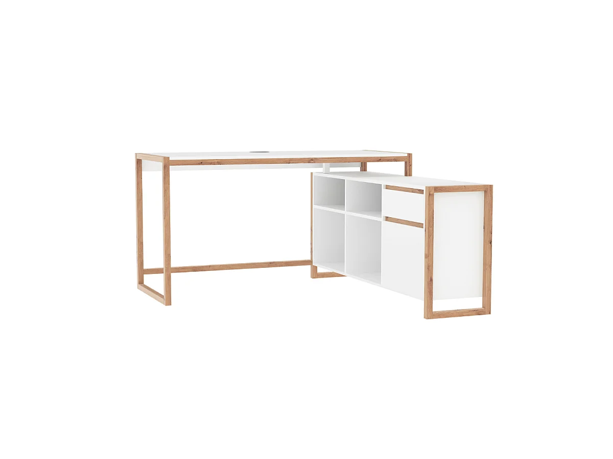 Bureau 4 niches, 1 porte et 1 tiroir L139 cm - DENVER