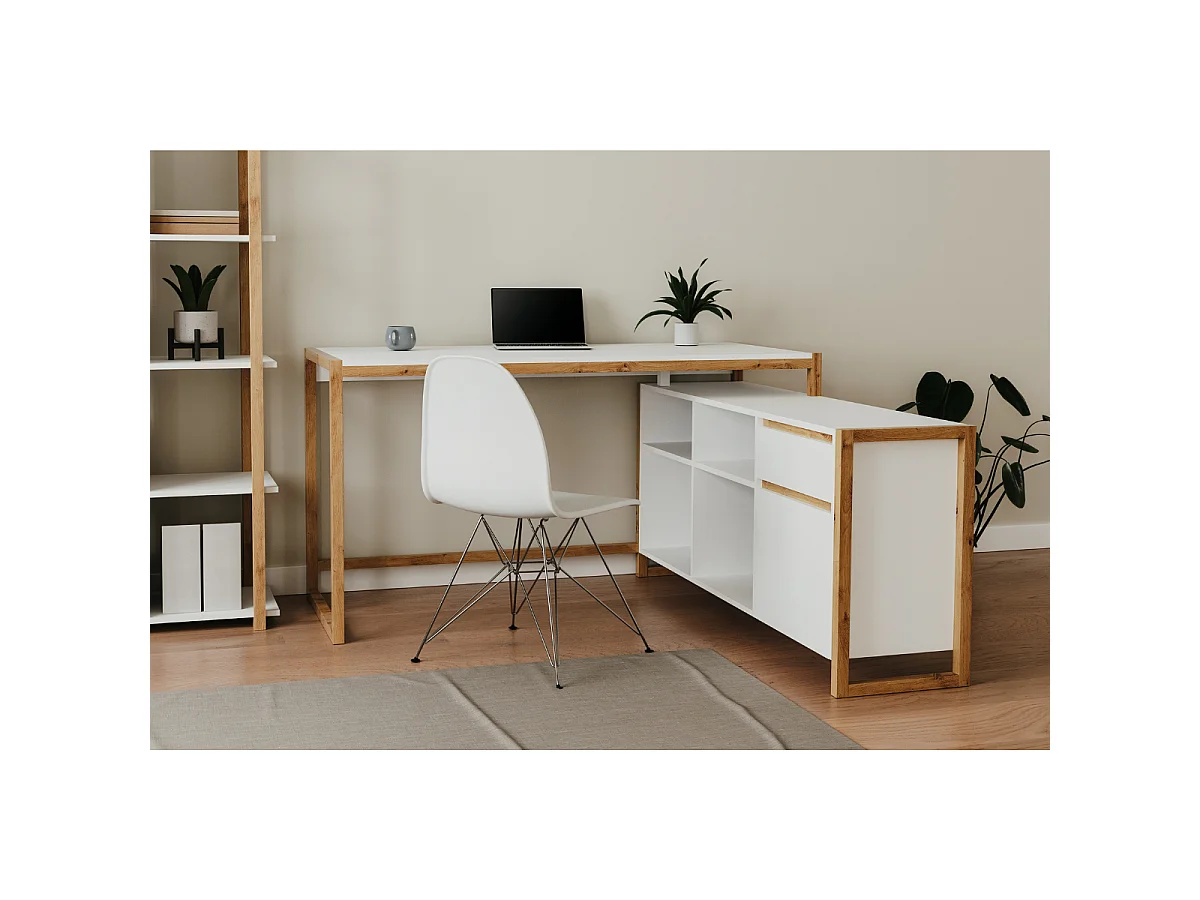 Bureau 4 niches, 1 porte et 1 tiroir L139 cm - DENVER