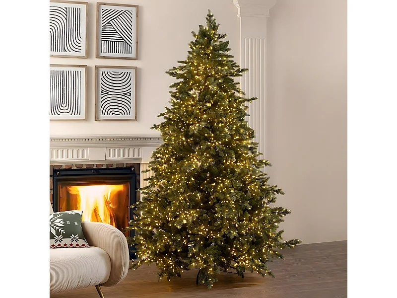 Árbol de Navidad "Rugiada" con luces LED en PE efecto Real Touch + PVC de máxima calidad 180 cm