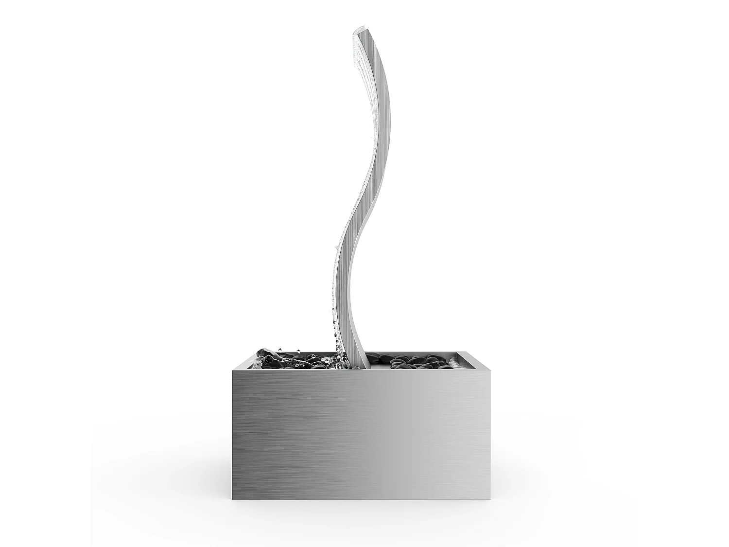 Fontaine d'extérieur vague en acier inoxydable - L. 60 x H.110 cm - Argenté - ONDARA