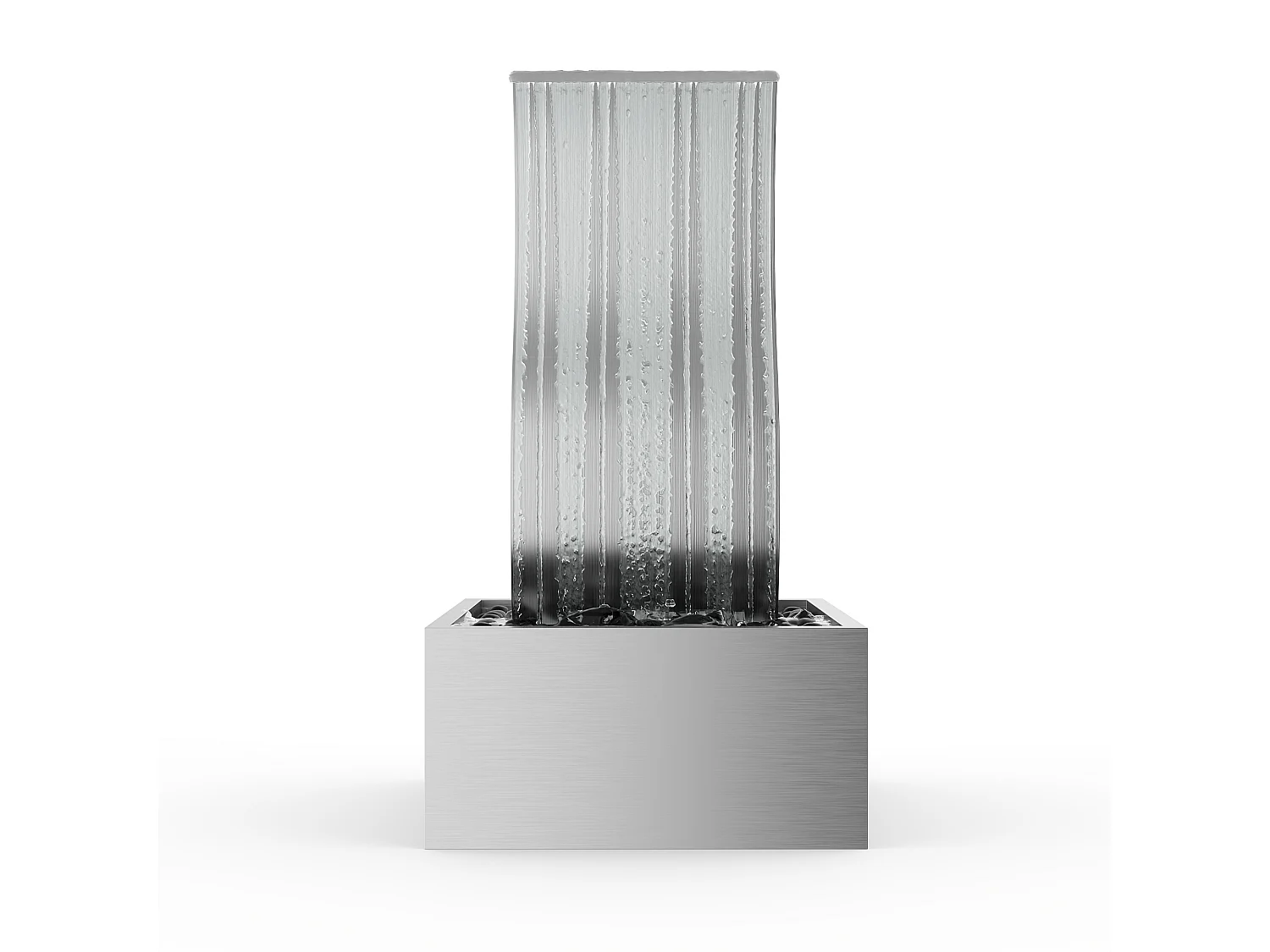 Fontaine d'extérieur vague en acier inoxydable - L. 60 x H.110 cm - Argenté - ONDARA