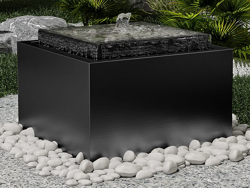 Fontaine d'extérieur en acier inoxydable - L. 50 x H.34 cm - Noir - TILAPIA