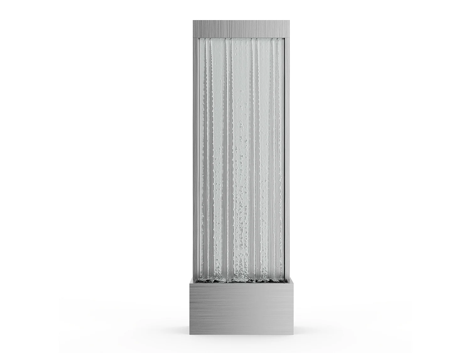 Fontaine d'extérieur en acier inoxydable et verre avec LED - L. 61 x P. 26 x H.183 cm - Argenté - PANGA