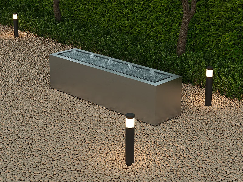 Fontaine d'extérieur en acier inoxydable - L. 120 x H.30 cm - Argenté - LUNARA