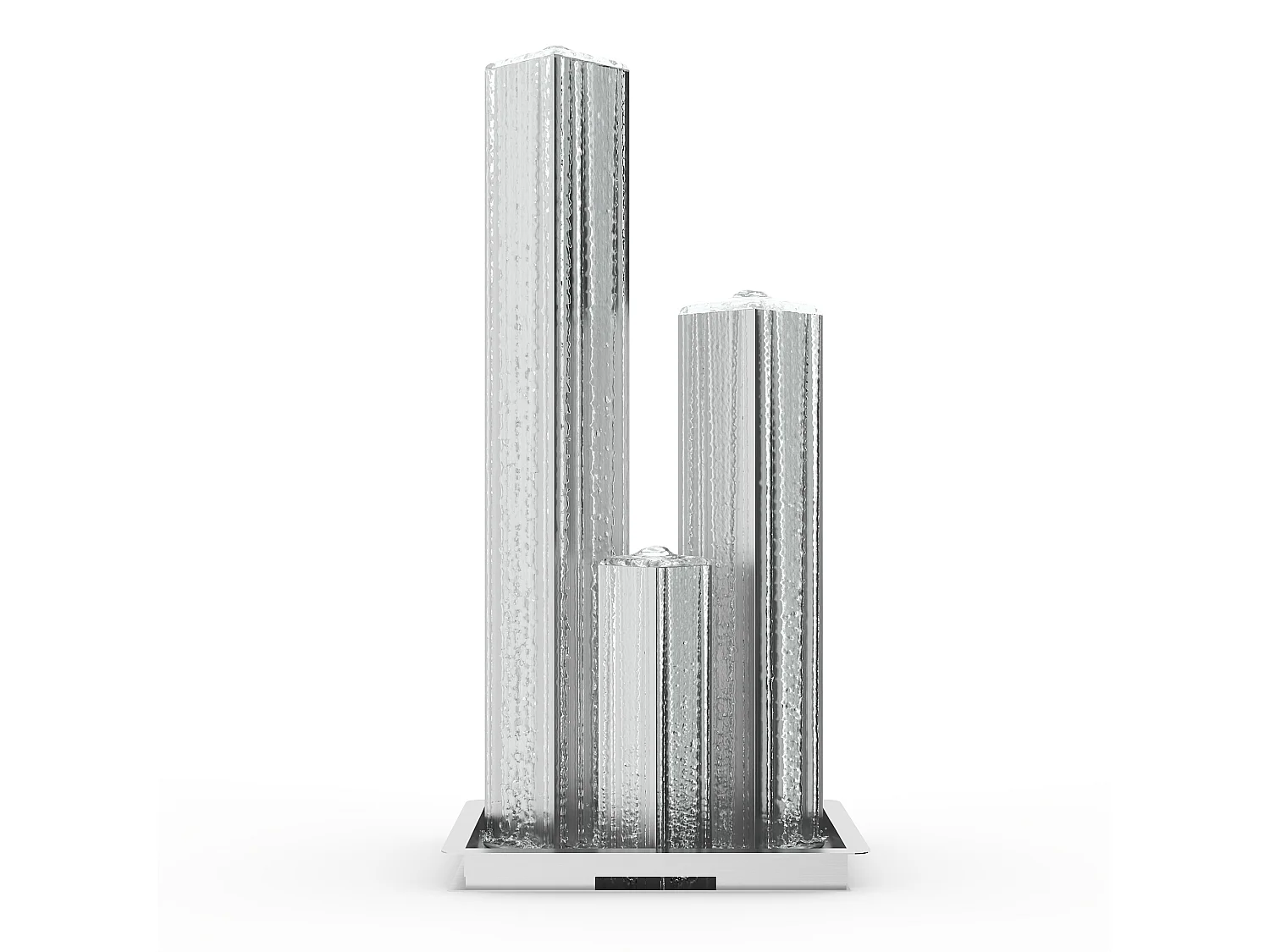 Fontaine d'extérieur en acier inoxydable - 3 colonnes - L. 49 x H. 98 cm - Argenté - PAMORA