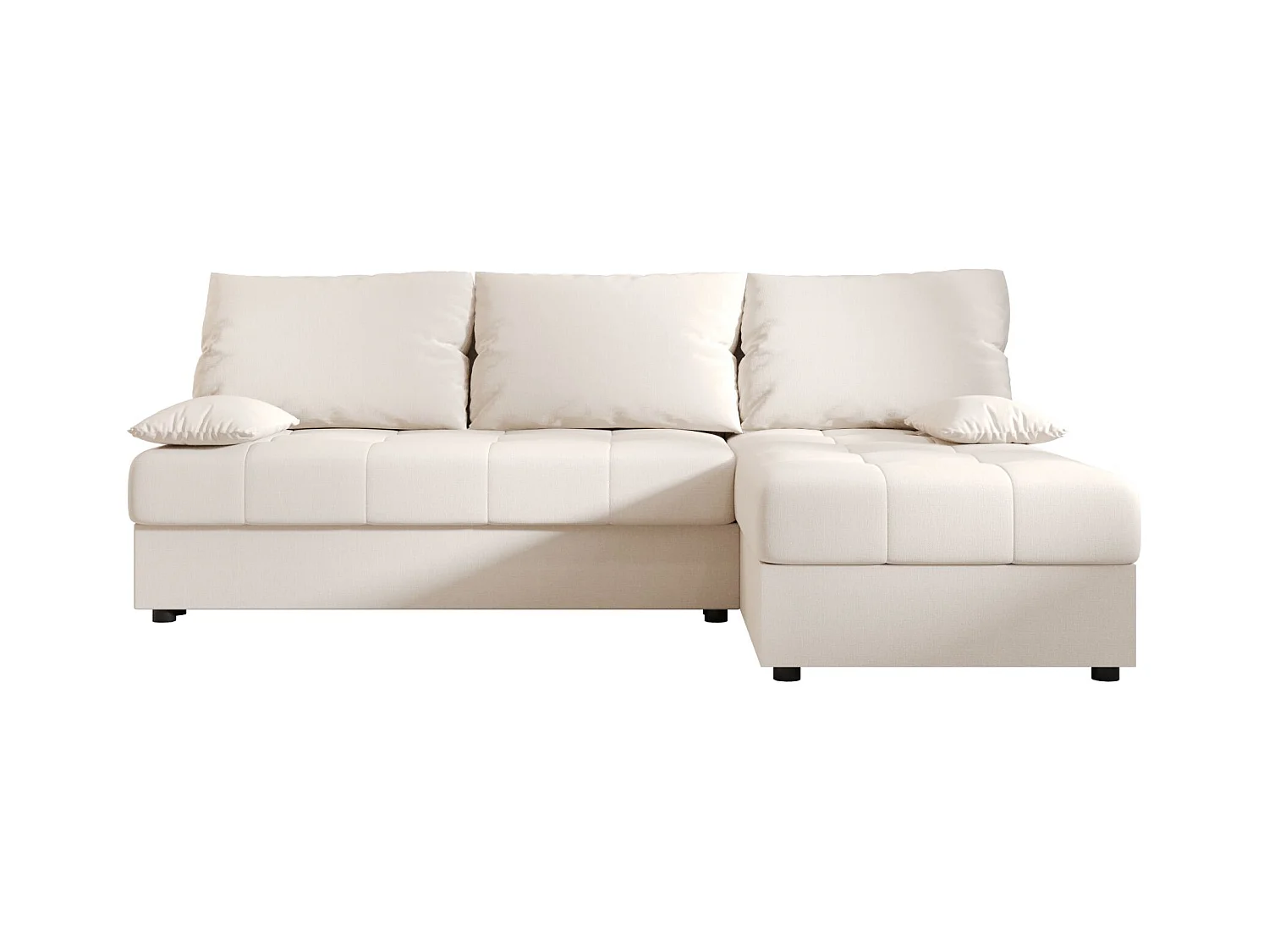 BEDANTE Canapé d’angle MOS L Cosmic 10 Beige Droite avec fonction lit, canapé en L avec coffre de rangement, canapé-lit, canapé convertible