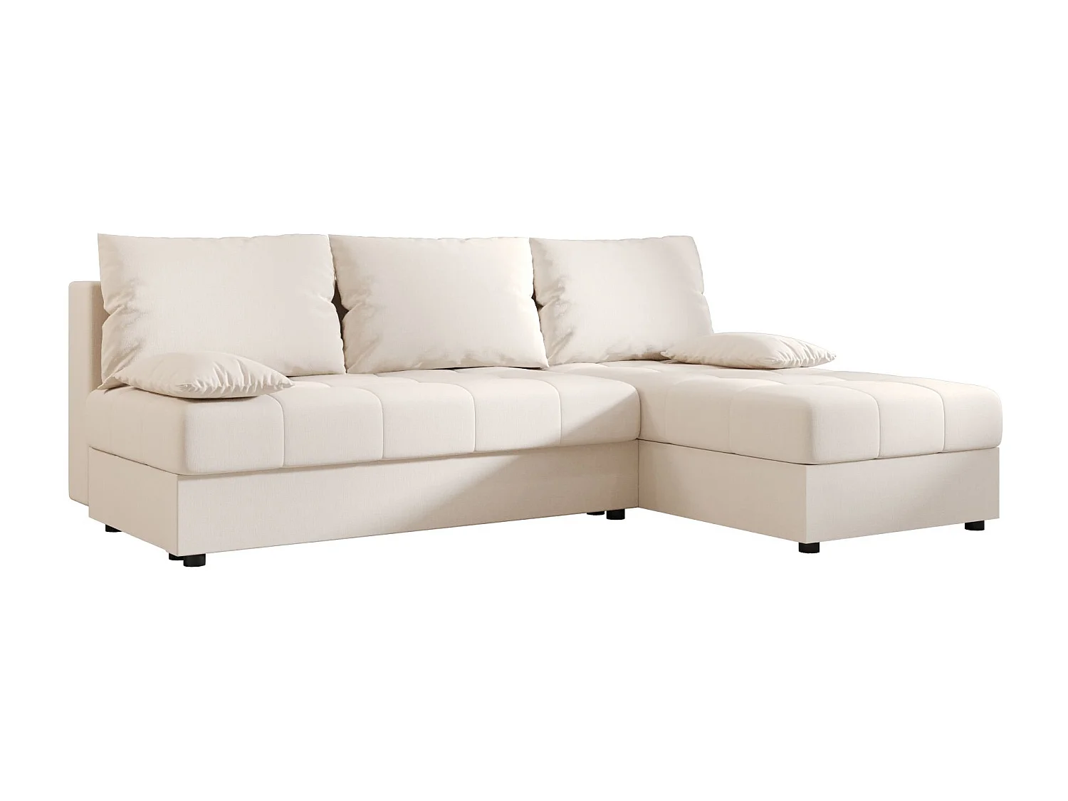 BEDANTE Canapé d’angle MOS L Cosmic 10 Beige Droite avec fonction lit, canapé en L avec coffre de rangement, canapé-lit, canapé convertible