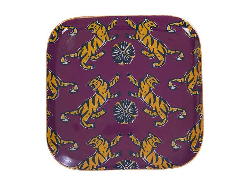 Plateau Jasper carré en métal