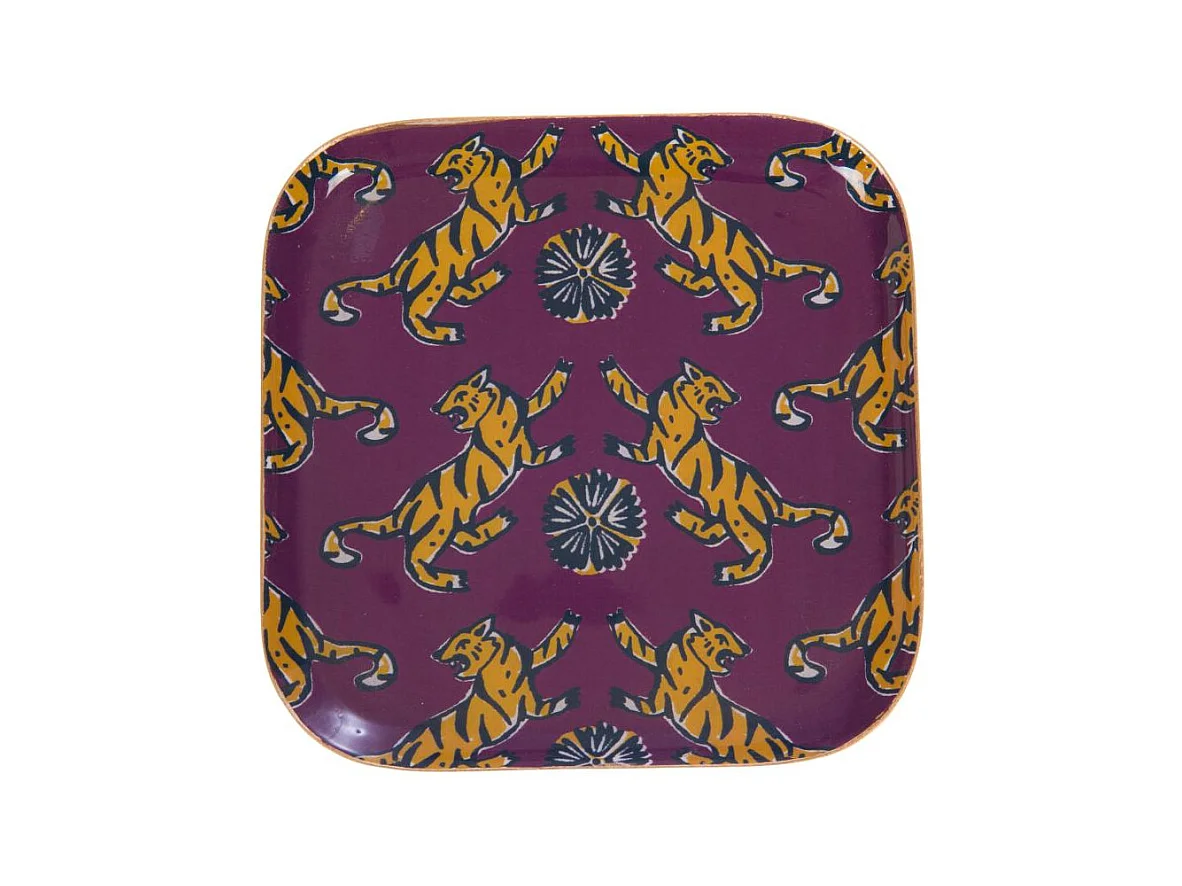 Plateau Jasper carré en métal