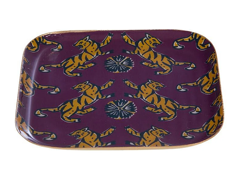 Plateau Jasper carré en métal