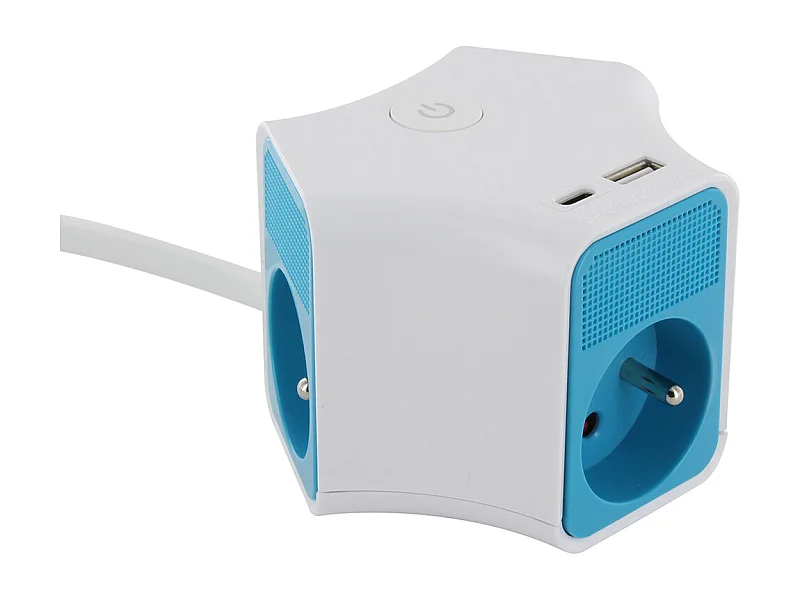 Cube multiprise 1,5m - 3 prises 16A et USB - Chacon