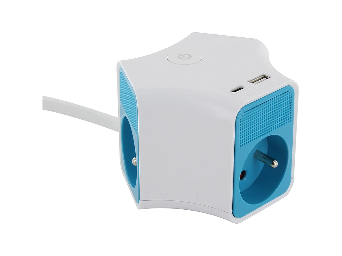 Cube multiprise 1,5m - 3 prises 16A et USB - Chacon