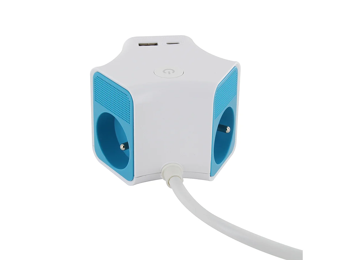 Cube multiprise 1,5m - 3 prises 16A et USB - Chacon
