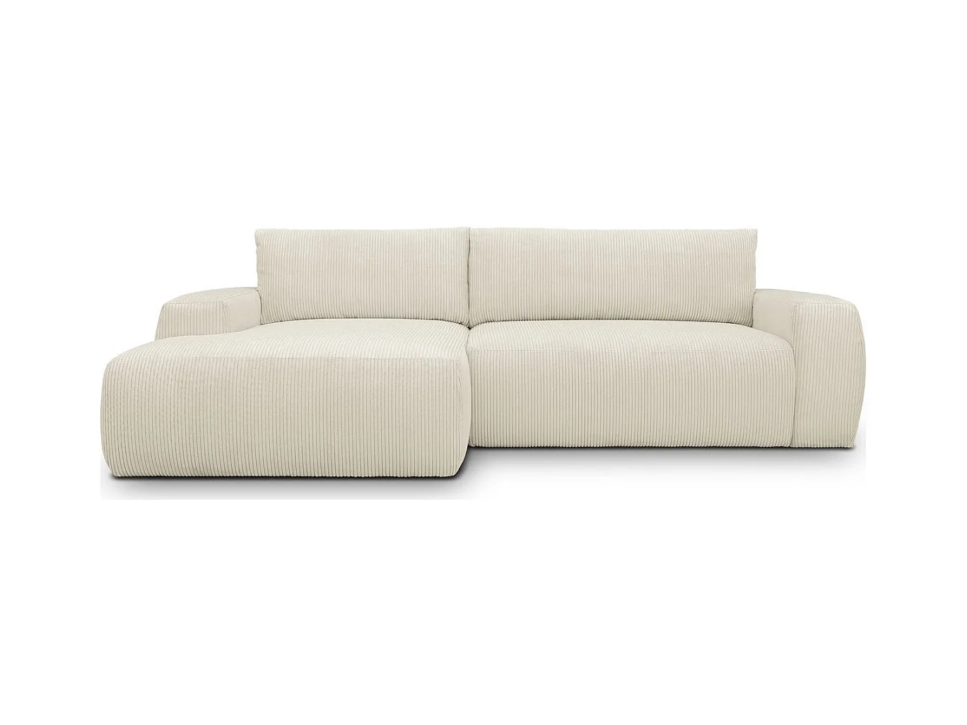 Canapé d'angle droit convertible 3 places en velours côtelé beige - Sonny