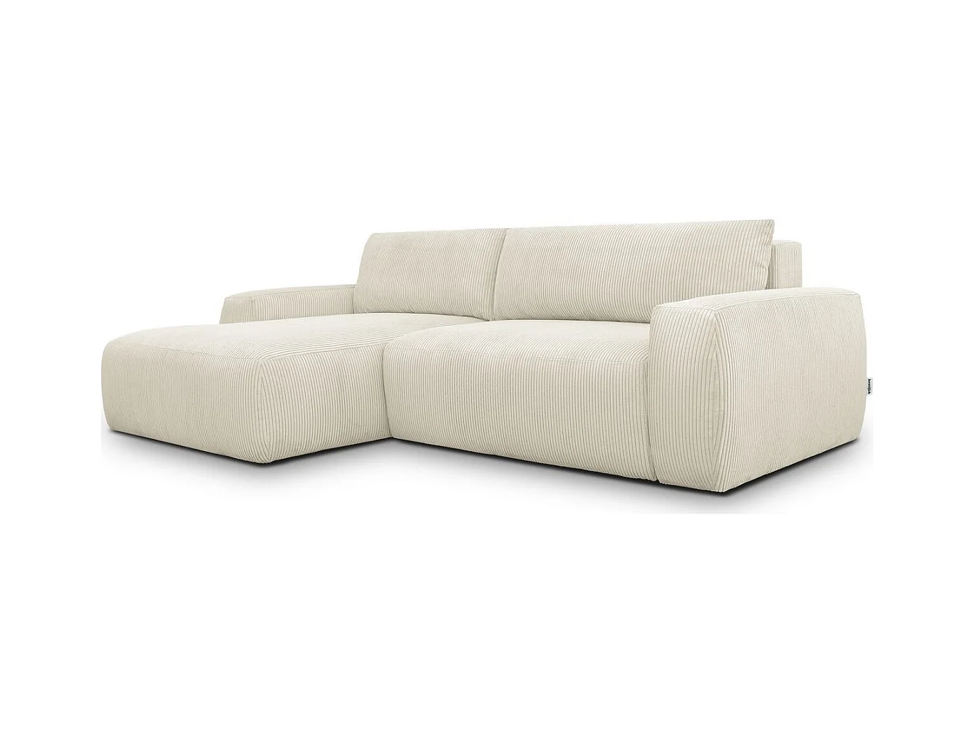 Canapé d'angle droit convertible 3 places en velours côtelé beige - Sonny