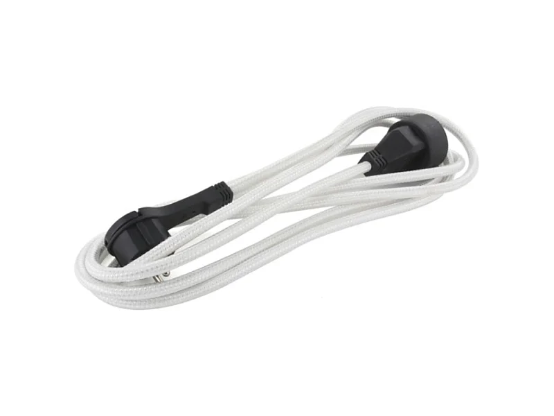 Prolongateur textile fiche plate 3m - Blanc et Noir - Chacon