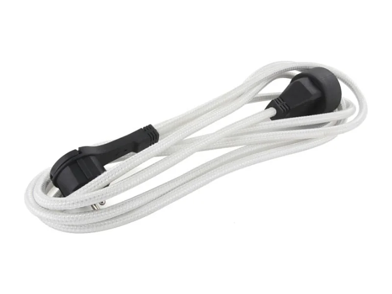 Prolongateur textile fiche plate 3m - blanc et noir - Chacon