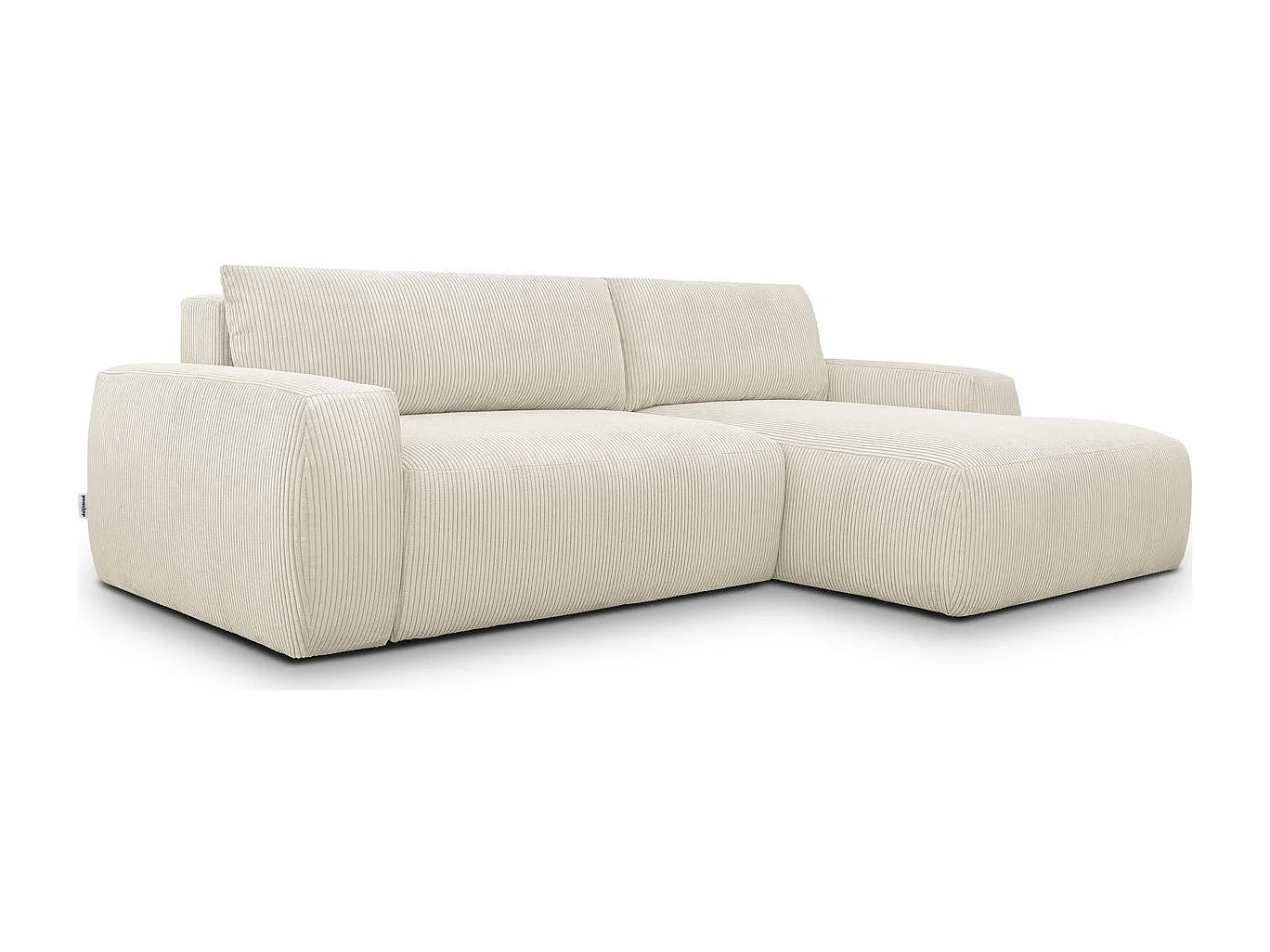 Canapé d'angle gauche convertible 3 places en velours côtelé beige - Sonny