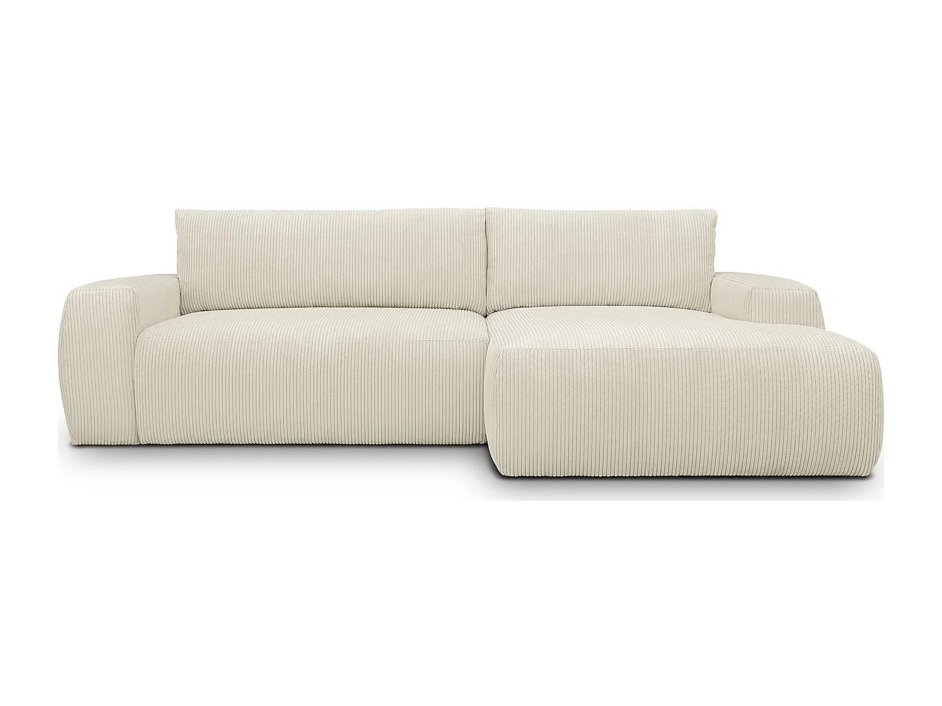 Canapé d'angle gauche convertible 3 places en velours côtelé beige - Sonny