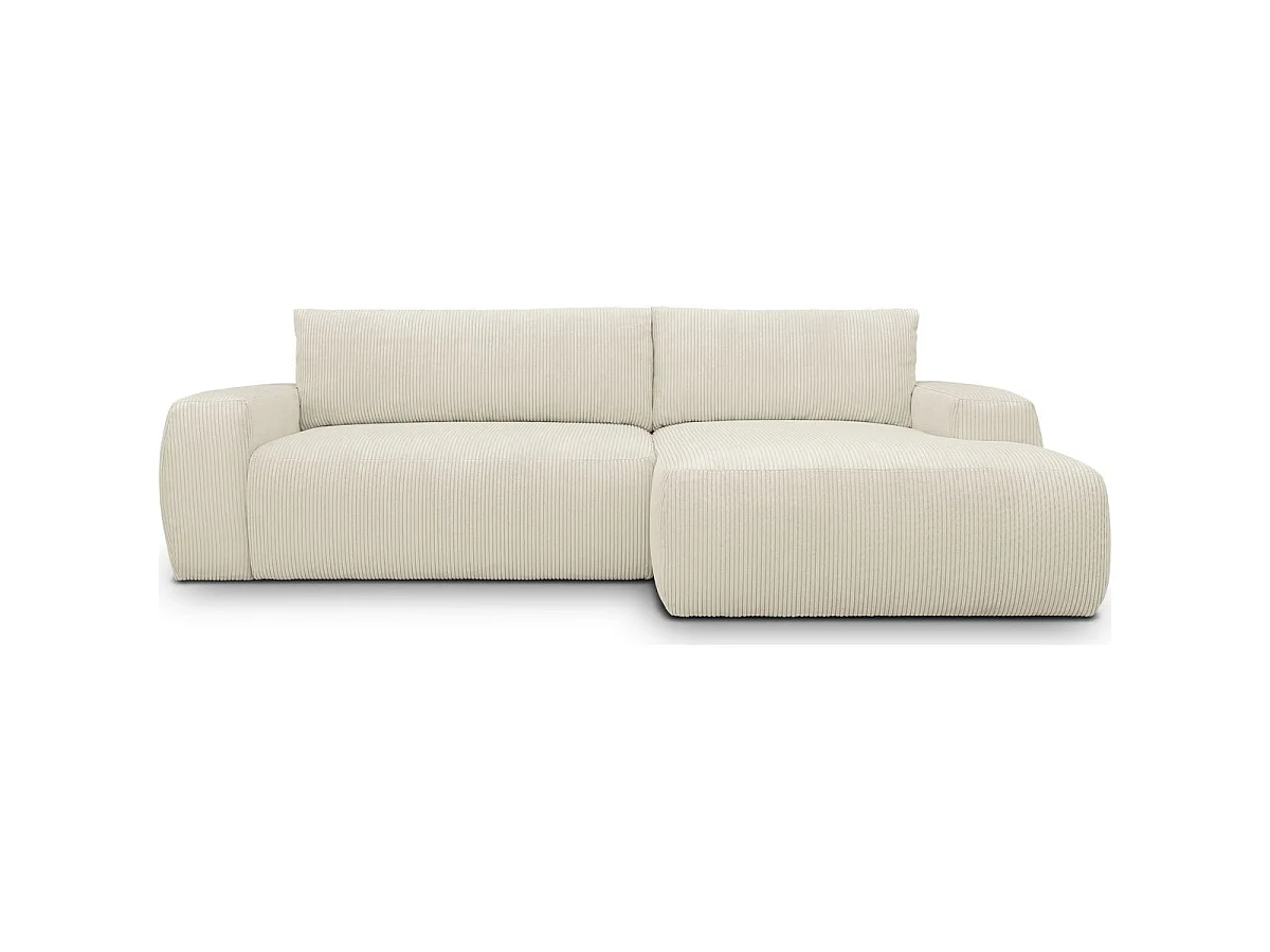 Canapé d'angle convertible 3 places en velours côtelé beige