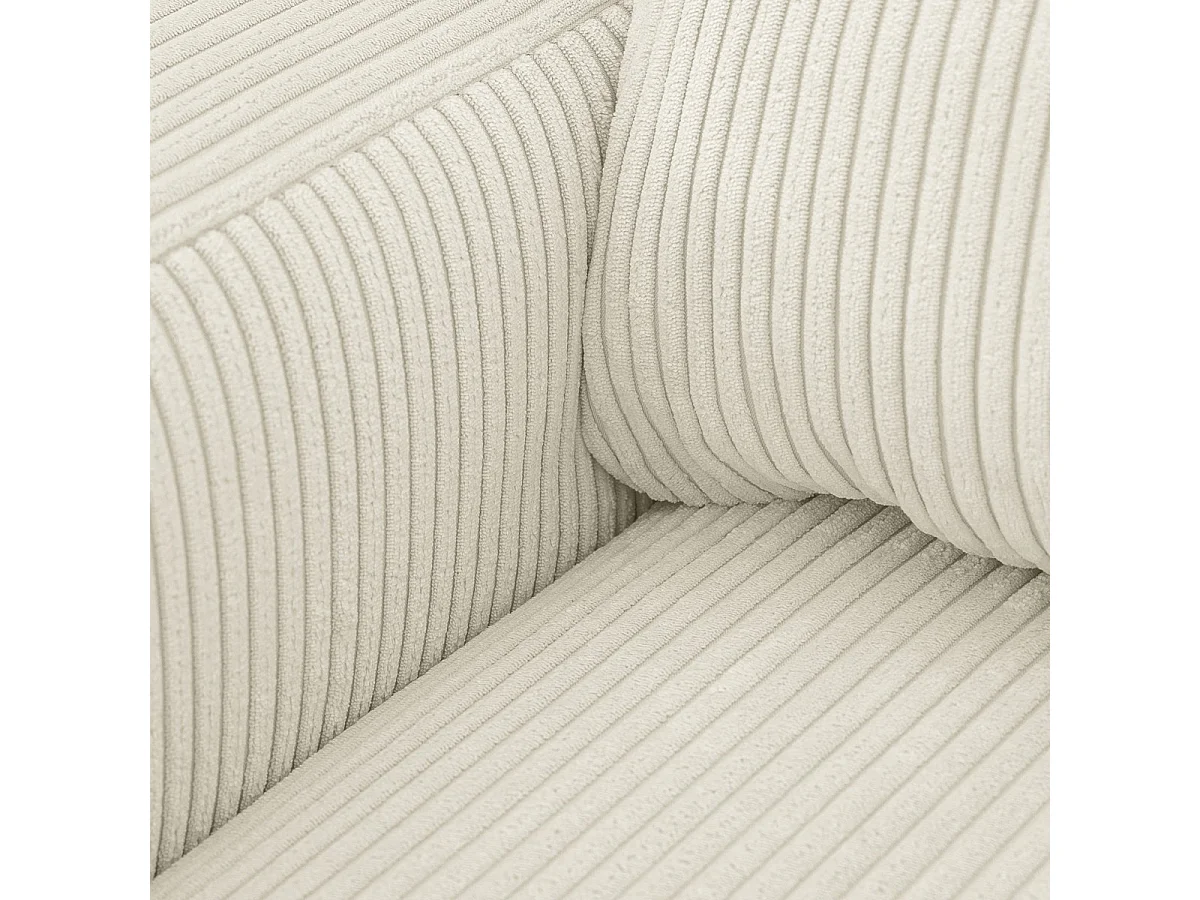 Canapé d'angle convertible 3 places en velours côtelé beige