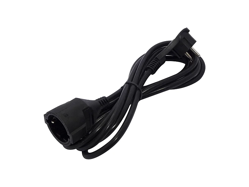 Prolongateur Schuko fiche plate 3m - Noir - Chacon
