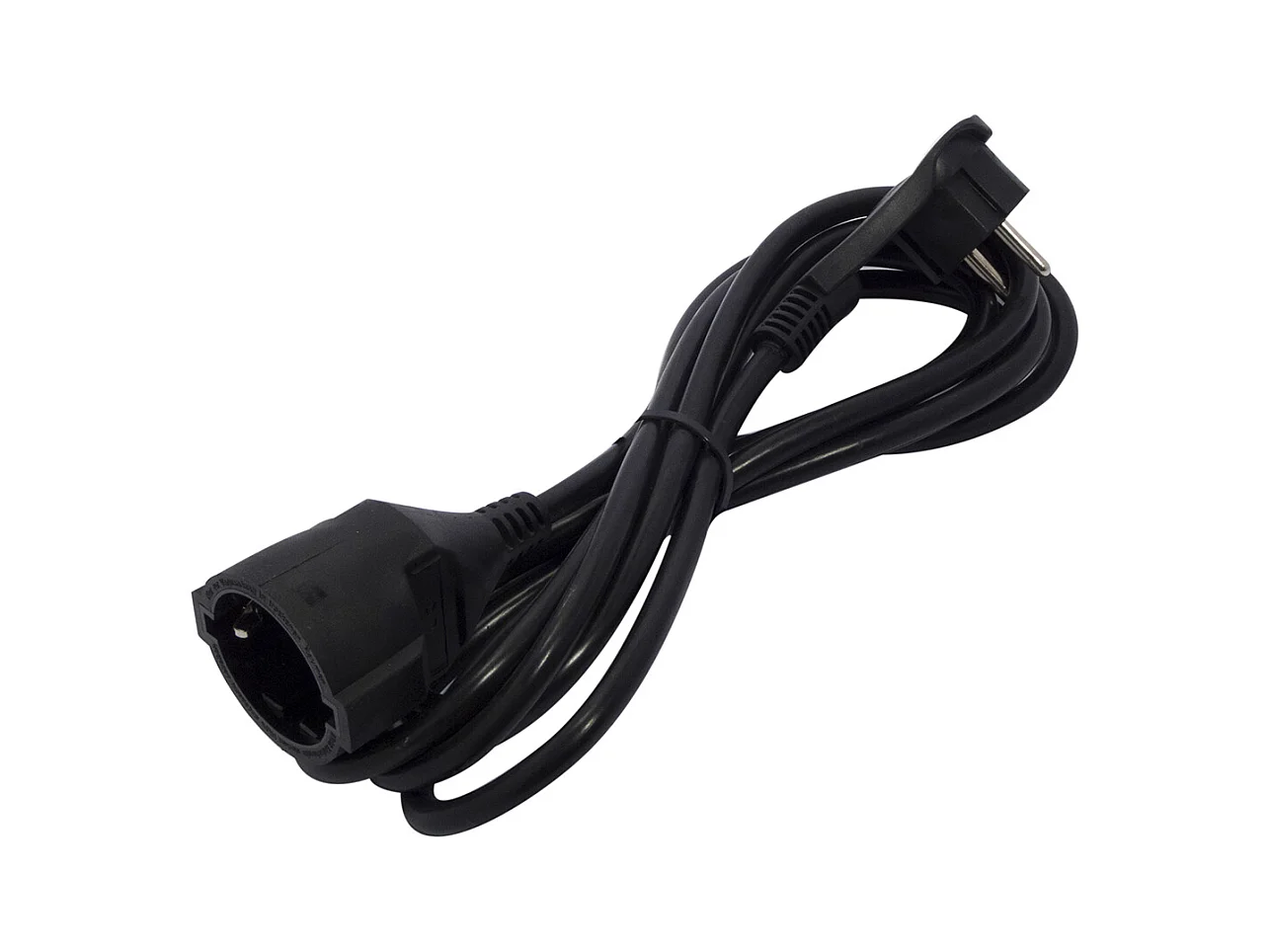 Prolongateur Schuko fiche plate 3m - Noir - Chacon