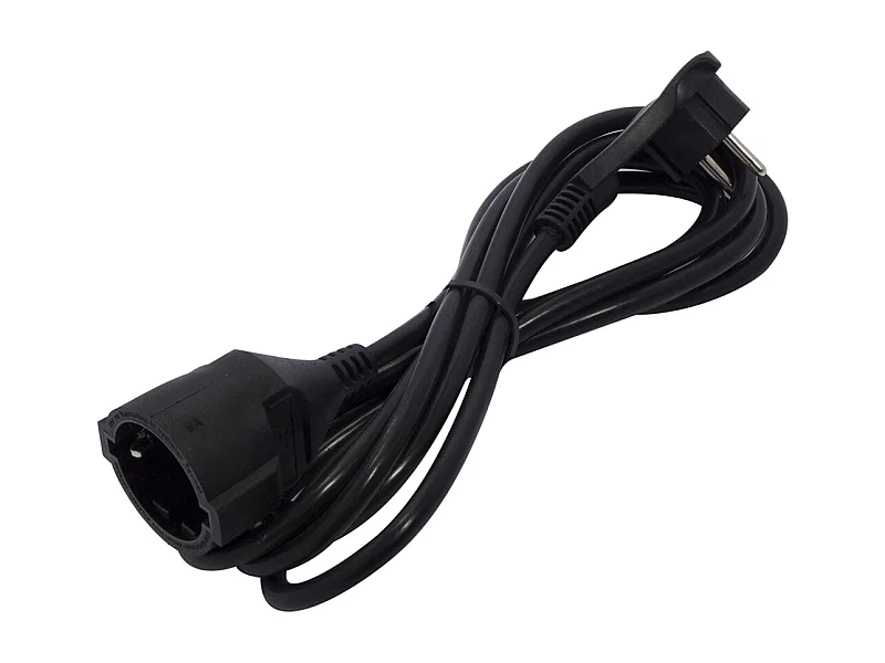 Prolongateur Schuko fiche plate 3m - Noir - Chacon