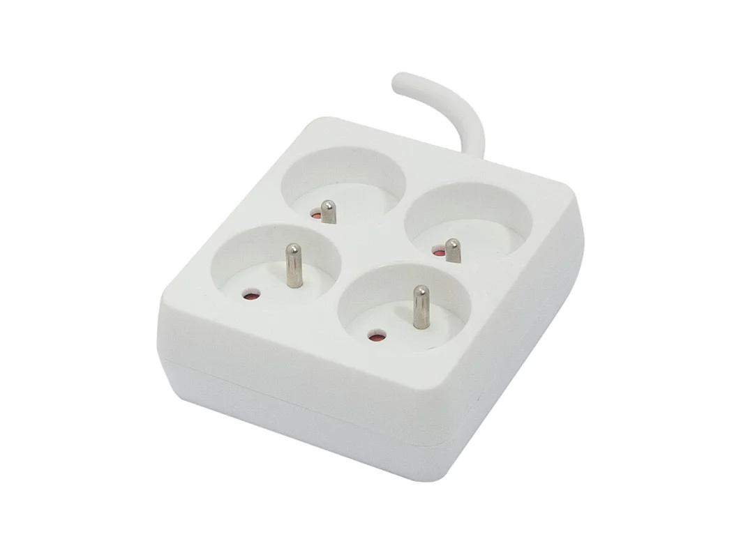 Bloc multiprise carré 4x16A 1,5m - Blanc - Chacon