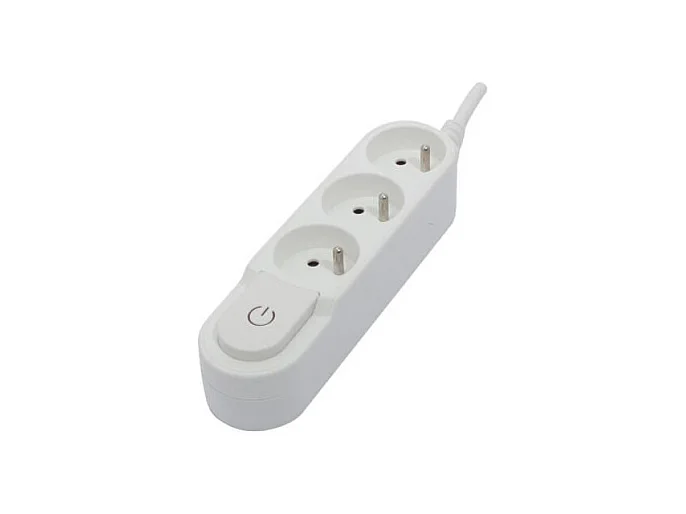 CHACON Bloc multiprise 3 prises 16 A avec interrupteur, cable 1,5 m HO5VV-F 3x1,5 mm2 blanc