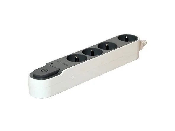 CHACON Bloc multiprise parafoudre avec interrupteur 4 prises 16A 5m gris