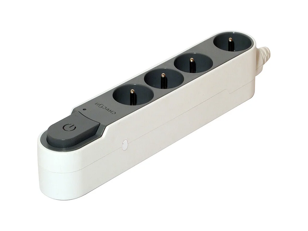 CHACON Bloc multiprise parafoudre avec interrupteur 4 prises 16A 5m gris