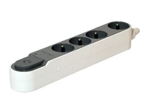 CHACON Bloc multiprise parafoudre avec interrupteur 4 prises 16A 3m gris