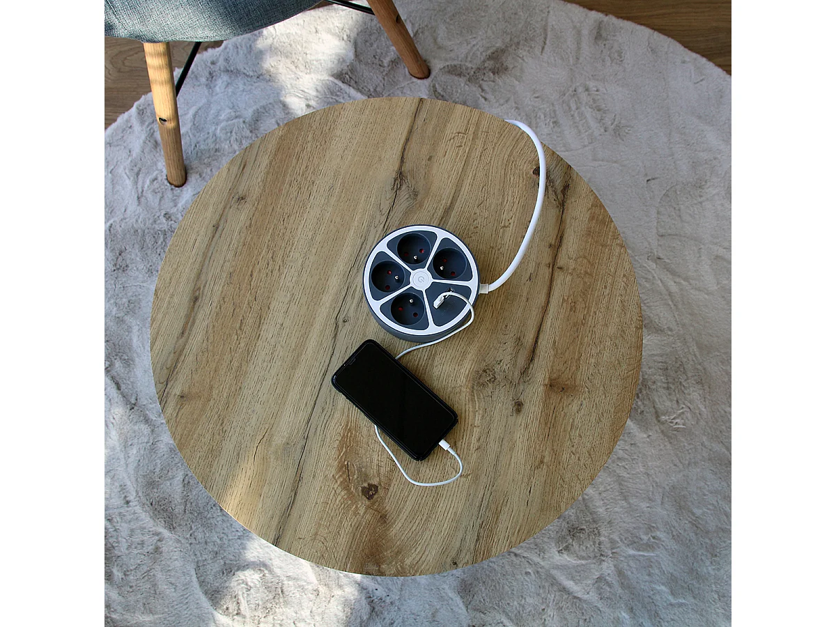 Bloc multiprise cercle 4x16A USB A+C Gris - Chacon