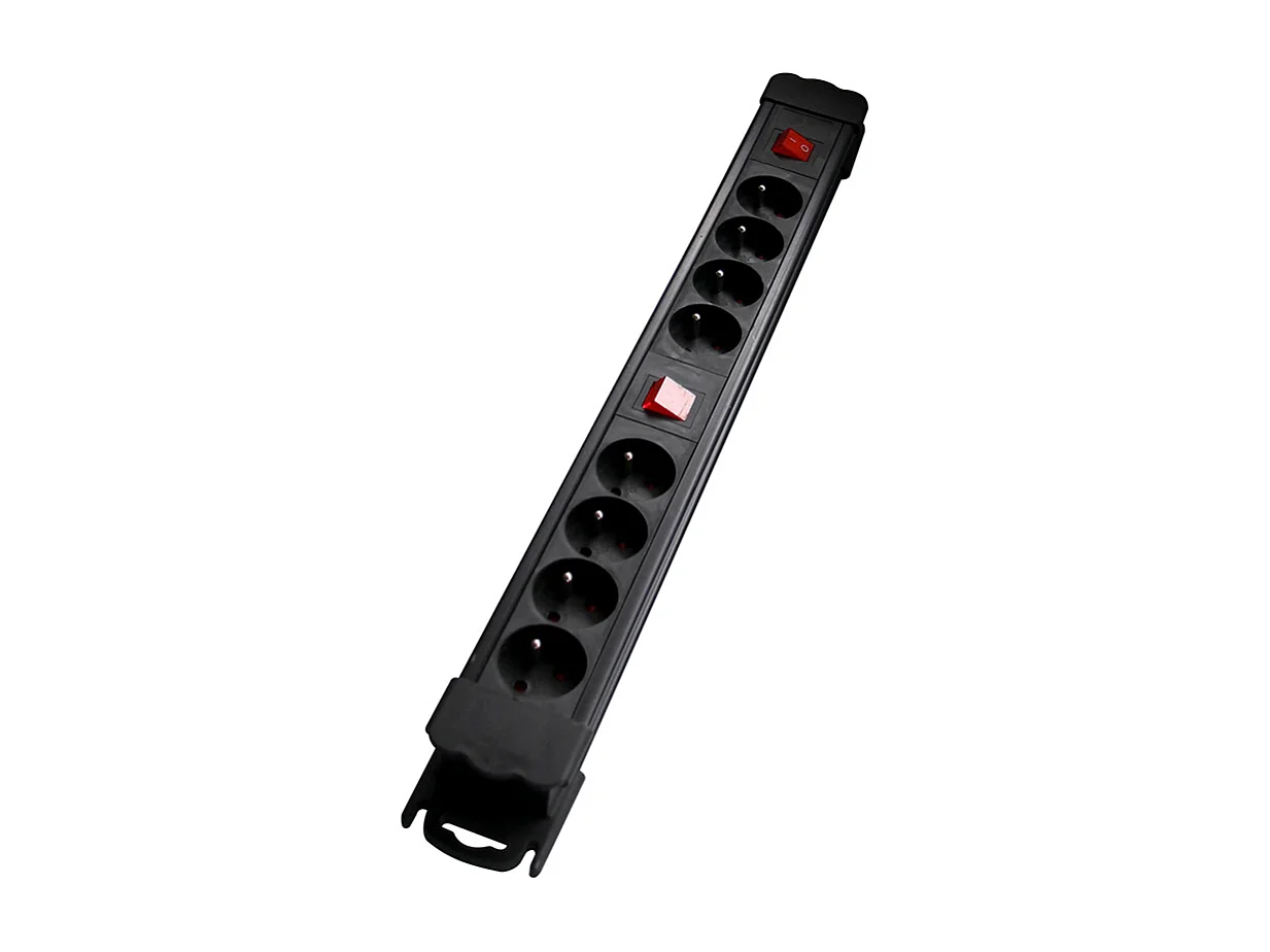 CHACON Bloc mulitprises 8 prises 16A avec 2 interrupteurs noir