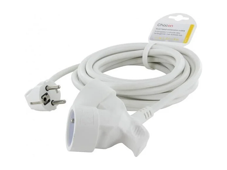 Chacon Prolongateur HO5VVF 3g1,5 5m dual head blanc (FR)
