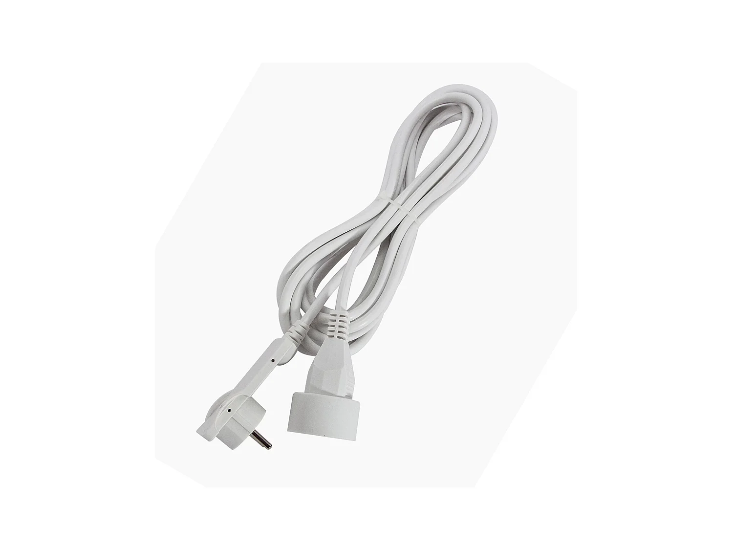 Prolongateur fiche plate HO5VVF 3x1,5mm²- 5m - Blanc - Chacon