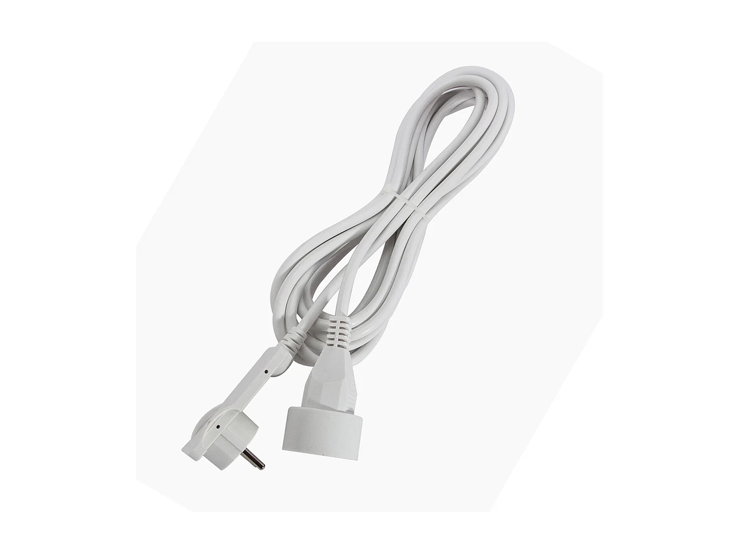 Prolongateur fiche plate HO5VVF 3x1,5mm²- 5m - blanc - Chacon