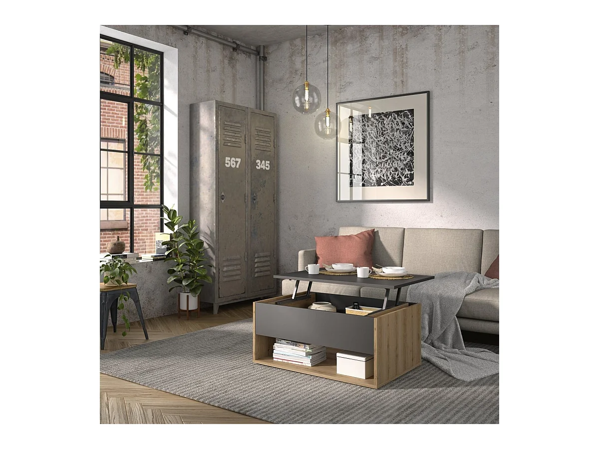Table basse Urban 60x90cm effet bois/beige