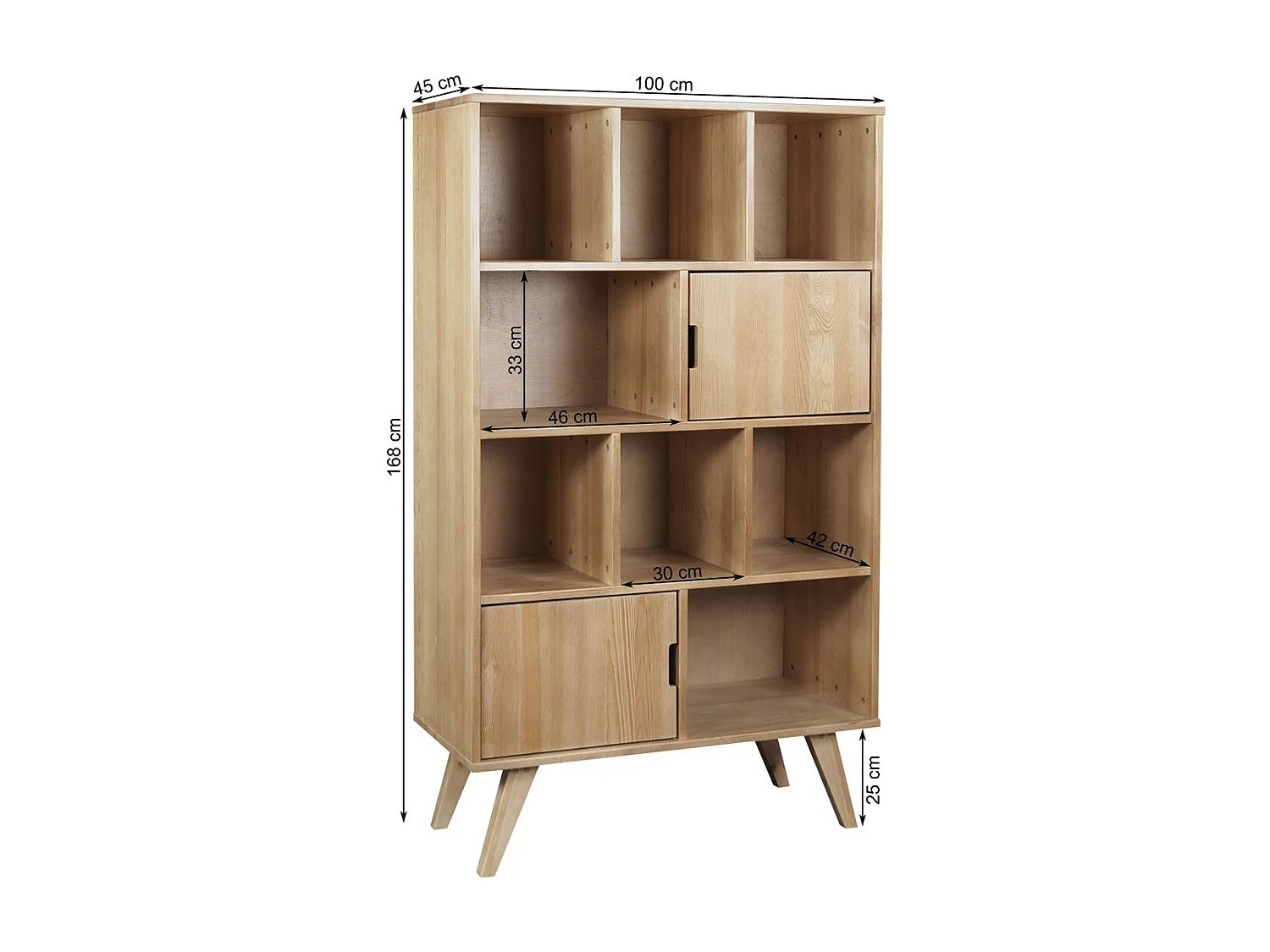Regał 168x100 Malmo drewniany skandynawski, 8 półek, kolor sosnowy