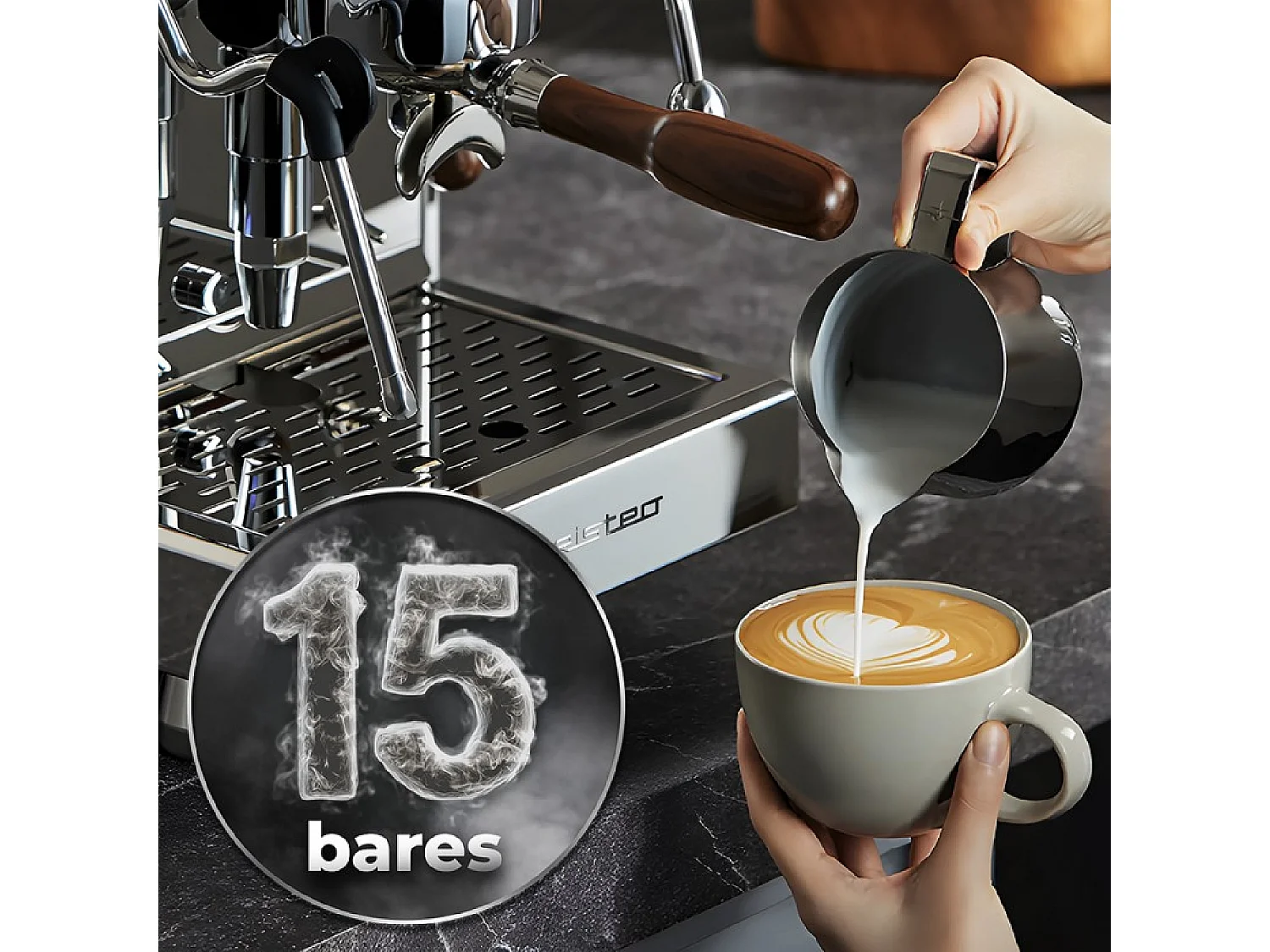 Cafetera superautomática Cecotec Baristeo Iconic 2440W 1,7L 15 bares inox